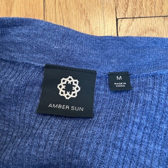 Amber Sun lightweight heathered blue v neck cardigan size M - Picture 4 of 8